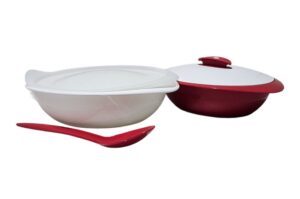 Tigela/Travessa Thermo 2,1L e 1,5L Vermelho e Branco - Tupperware